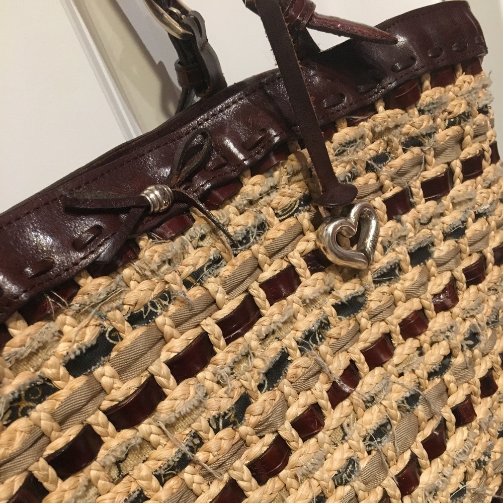 Brighton straw/fabric/leather woven shoulder bag! - Picture 3 of 8